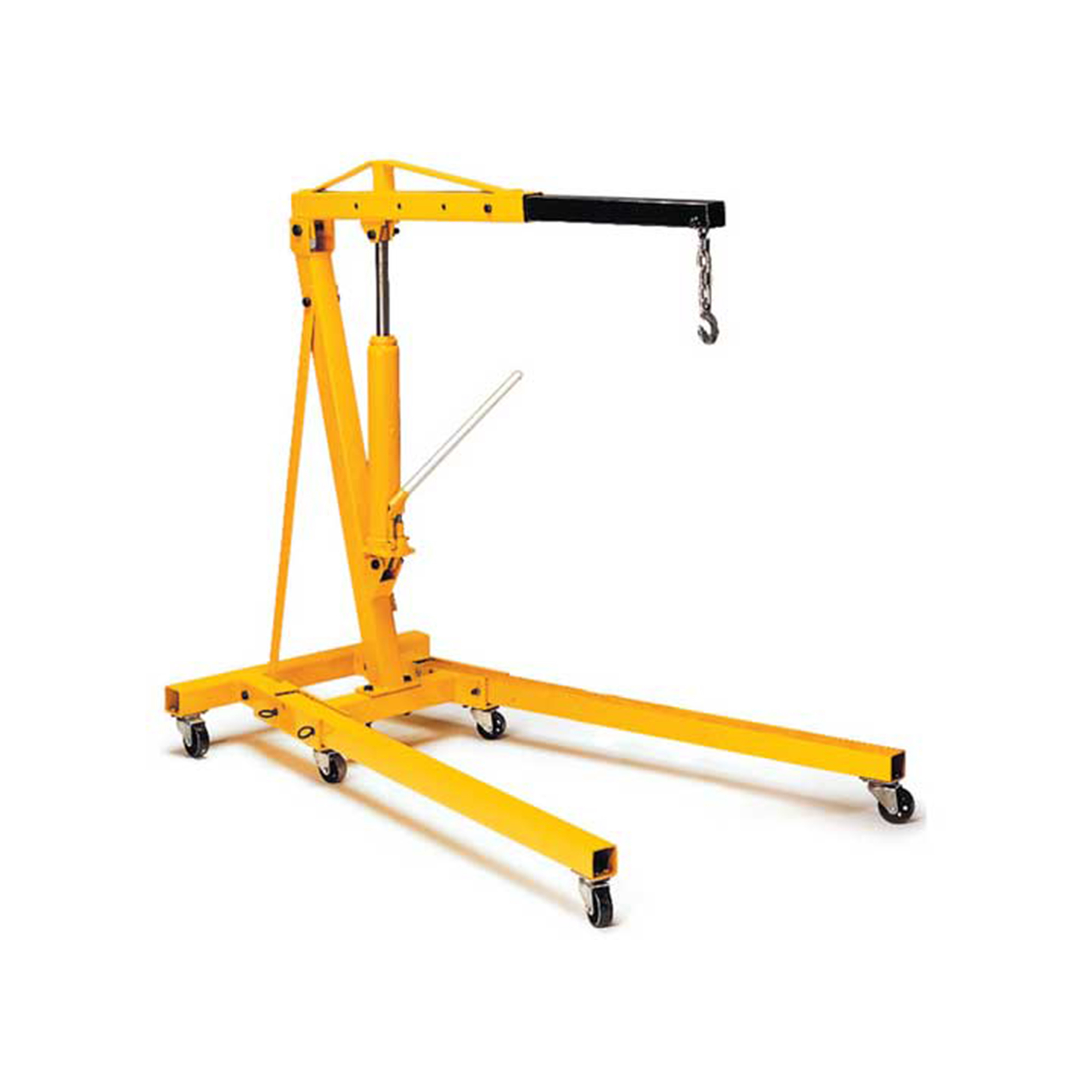 Performance Tool Folding Engine Crane — 2 Ton Capacity, Adjustable Boom & Chain Hook, Compact Storage, Yellow, Model# PRTW41029